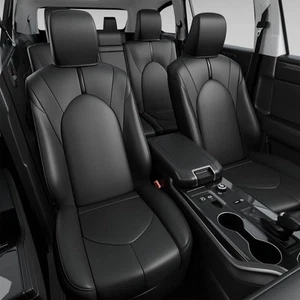 8 Seat Covers for Toyota Highlander 2020–2024 PU Leather Black 40/60 Split Row - Picture 1 of 7
