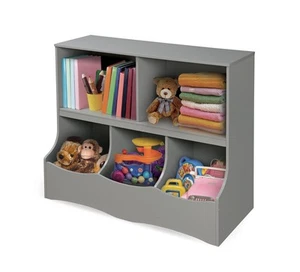 Multi-Bin Storage Cubby for Kids - Toy Organizer with 3 Cubbies, 2 Open Shelv... - Picture 1 of 7
