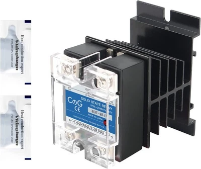 Solid State Relay SSR-25DD with Heat Sink DC to DC Input 3-32VDC to Output - Image 1 of 4