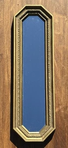 Vintage schmaler Spiegel goldfarben Hartplastikrahmen 18" lang dünn Oktogon Akzent - Bild 1 von 7