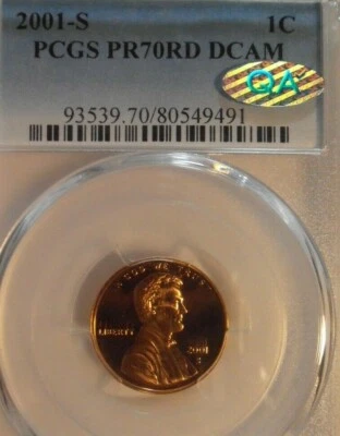 2001 S Proof Lincoln Cent PCGS PR70RD DCAM with QA Sticker (01S491) - Image 1 of 4