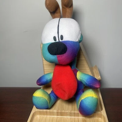 Juguete de peluche oficial Odie Garfield perro TV dibujos animados arco iris multicolor degradado 7" Foto 1 de 4