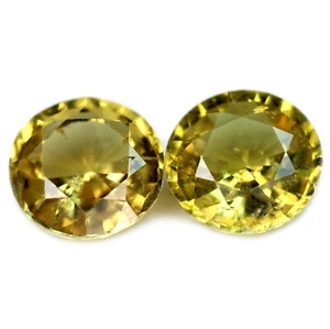 Certified 0.85ct Natural Unheated Yellow Sapphire VS 4.5mm Round Matching Pair - Picture 1 of 2