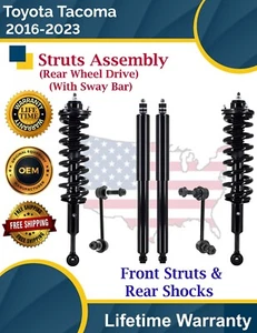 Front Strut & Rear Shocks W/Sway Bar for Toyota Tacoma 2016-2023 2WD Lifetime W. - Picture 1 of 24
