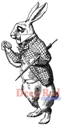 Deep Red Stamps White Rabbit Late Rubber Cling Stamp - Image 1 of 3