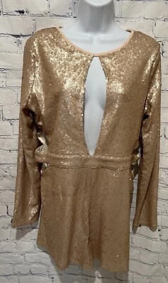 Nuevo con etiquetas Mameluco Corto Boohoo Lentejuelas Eva Corte Frontal Lateral Desnudo Mate Lentejuelas 10 Foto 1 de 4