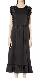 RED VALENTINO L23917 Women's Black Abito Fluido Satin Dress Size 44 - Picture 1 of 4