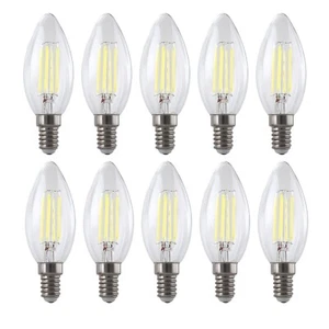 10 x LED Filament Candle Lamp E14 4W 6000k Day Light 450 Lm Glass Bulb 360° SAA - Picture 1 of 3