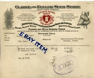 1941 BiLLHEAD Shawnee Oklahoma CLARKE & KELLER & SONS TIENDA DE SEMILLAS marca Eclipse - Imagen 1 de 1