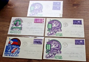 US Postal Covers 1944 First Day All Cachetcraft Motion Pictures & Morse 100 Anni - Picture 1 of 5