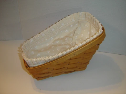 Longaberger Vegetable Slanted Basket 1997 Signed With Off White Fabric Liner Cover