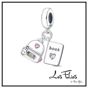 Charm Zaino Libro Studente Scuola in argento 925 - Les Folies (Modello Pandora) - Foto 1 di 10