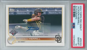 2022 Tops Pro Debut Jackson Merrill RC ROOKIE AUTO PSA 10 GEM MINT Fresh Grade - Foto 1 di 2