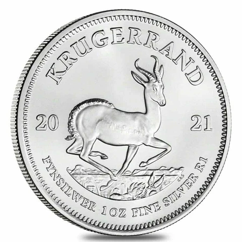 1 - 1 oz .999 Silver Rounds - 2021 Krugerrand- Brilliant Uncirculated- Protected Cover