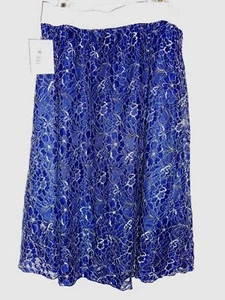 GROSSER LuLaRoe LOLA ROCK silber schimmer blau lila "blila" Spitze Blumen Neu mit Etikett L - Bild 1 von 5