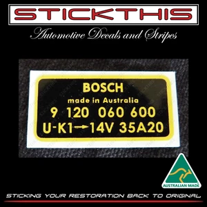 Bosch Alternator Decal Sticker 9120060600 - Holden HK HG HT LC LJ - Picture 1 of 2