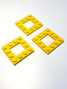 New Lego 3x Yellow Plate, Modified 4 x 4 with 2 x 2 Open Center 64799 - Picture 1 of 1