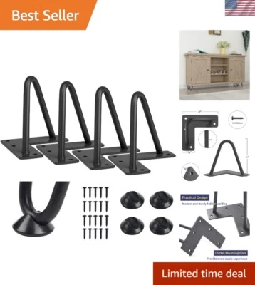 4-Inch Heavy Duty Hairpin Legs with Floor Protectors for Stylish DIY Furniture - Image 1 of 4