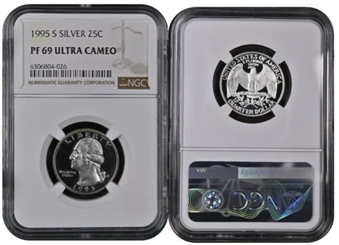 1995 S SILVER WASHINGTON QUARTER 25C NGC PF 69 ULTRA CAMEO BROWN LABEL Cover