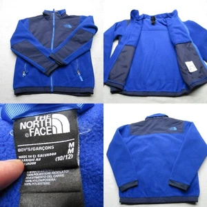 The North Face Denali Jacket Boys Medium Blue Colorblock Pockets Full Zip Fleece - Picture 1 of 14