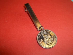 SHILLING COIN - SILVER PENDANT NAPKIN CLIP - ENGLISH - 1948 to 1966 - Picture 1 of 9