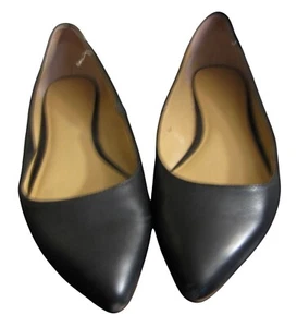 Banana Republic 6.5 Black Leather Pointed Toe Flats Shoes - Picture 1 of 3