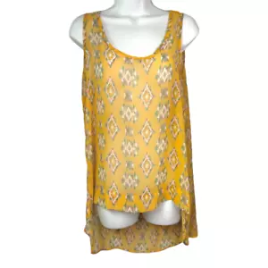 Blusa para mujer Happening In The Present amarilla mediana azteca alta baja transparente occidental - Imagen 1 de 8