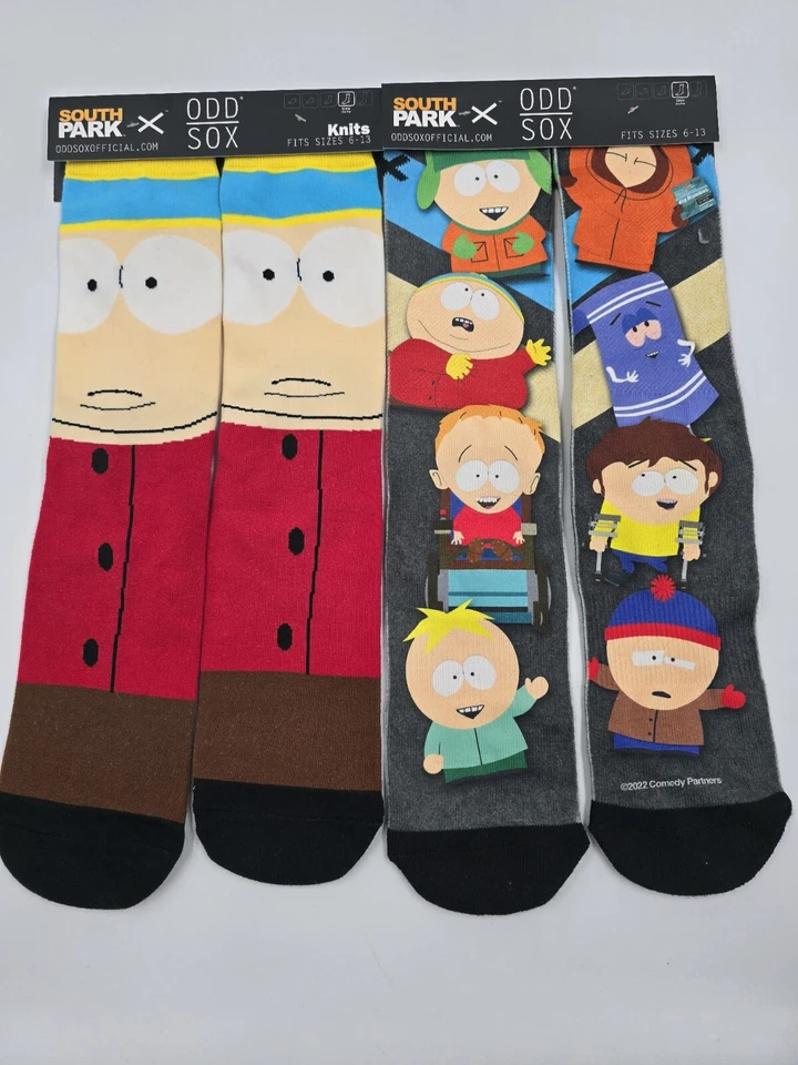 Odd Sox, South Park, Cartoon Characters, Novelty Crew Socks, Silly Fun 90s  - Image 1 of 4