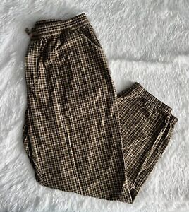 Abercrombie & Fitch Pajama Sleep Pants Men’s Large Brown Plaid Jogger Flannel
