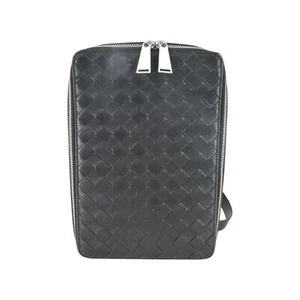 Bottega Veneta Black Intrecciato Woven Nappa Leather Rectangle Crossbody Bag - Picture 1 of 24