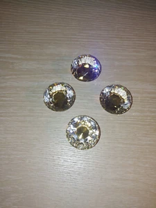 Set aus 4 Klarglas Diamant Schrank Knöpfen - Hardware - Gold Finish - NEU - Bild 1 von 4