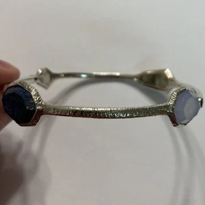 SILPADA STERLING SILVER STARY NIGHT BANGLE BRACELET LAPIS CHALCEDONY LABRADORITE - Picture 1 of 8