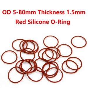  OD 5-80mm Thickness 1.5mm Red Food Grade Silicone HIGH TEMP Gasket O-Ring Seal  - Picture 1 of 5