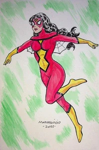 MADAME WEB - Mars Servicio SIGNED Hand-Painted Convention Marvel Comics Art - Foto 1 di 2