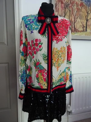 Stunning Gucci Pure Silk Shirt / Blouse Floral Design Size Italian 42 UK 10 / 12 — 第 1/4 张图片