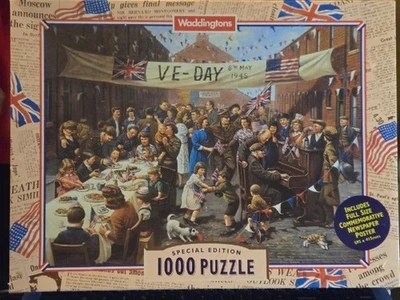 WADDINGTONS SPECIAL EDITION VE DAY 1000 PC PUZZLE + FREE COMMEMORATIVE NEWSPAPER - Image 1 of 4