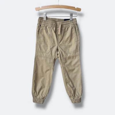 Tommy Hilfiger 慢跑休闲裤男孩 4 卡其色棕褐色弹力腰围新品 — 第 1/4 张图片