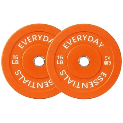 Olympic Bumper Plate Weight Plate 15 Lbs Pair Color Strength Training Fitness