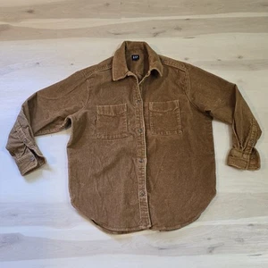Gap Oversized Corduroy Collared Shirt Women XS Button Front Shacket Camel Pocket - Picture 1 of 17