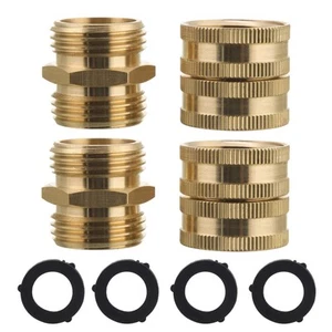 Garden Hose Adapter, Male to Male, Female to Female, 3/4 Inch Brass Connector... - Picture 1 of 5