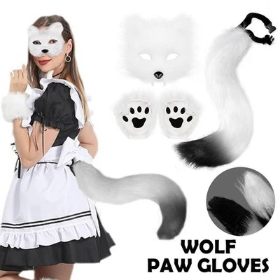 Faux Fur Wolf Paw Fingerless Gloves - Perfect Accessories NEW Halloween J5R6 - Bild 1 von 4