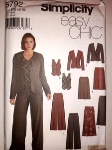 Simplicity 5792 Skirt Pants Vest Jacket Suit Sewing Pattern Ladies 12-20 Career - Picture 1 of 6