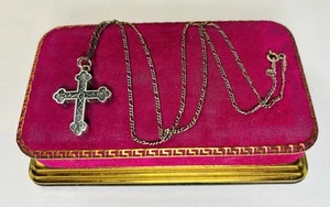 Vintage Christliches Kreuz Sterling Silber 925 Anhänger Halskette Gothic Orthodox Keltisch - Bild 1 von 10