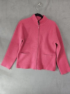 eileen fisher 100% Wool Jacket Size XS Pink Front Pockets Lightweight Full Zip - Picture 1 of 9