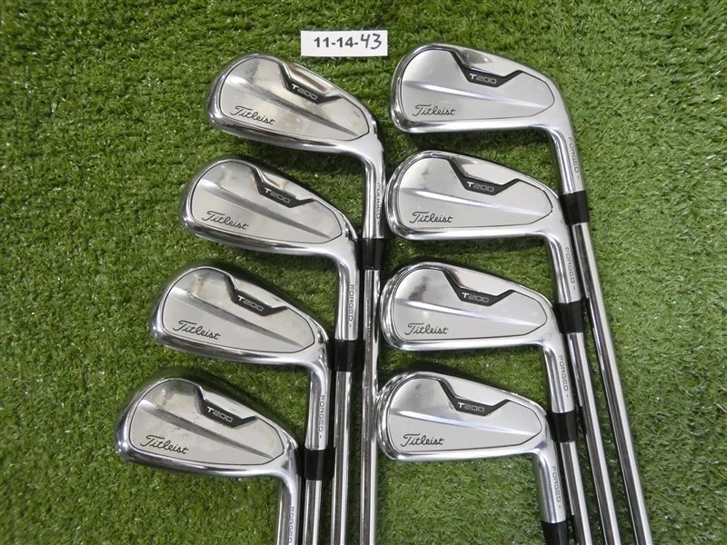 Titleist 2021 T200 Forged Irons 4-P & 48* W AMT Black S300 Stiff Steel Mid Grips - Image 1 of 4