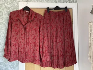 Amazing 80s Vintage Paisley Skirt & Blouse Set By Eastex Heirloom 12-14 - Picture 1 of 5