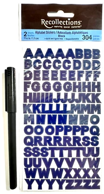 Midnight Blue Letters Numbers Stickers Card Making Scrapbooking Recollections - Image 1 of 2