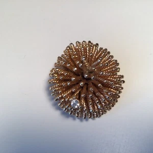 VTG Marcel Boucher Starburst Brooch Pin Golden Single Clear Crystal RARE Signed - Picture 1 of 11