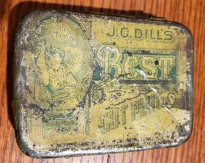Vintage J.G. Dills Best Cut Plug Yellow/Green Tobacco Tin - Picture 1 of 3