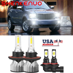 For 2007 2008 2009 Chrysler Aspen LED Headlight Hi/Lo+Fog Light Upgrade Bulbs - Picture 1 of 12